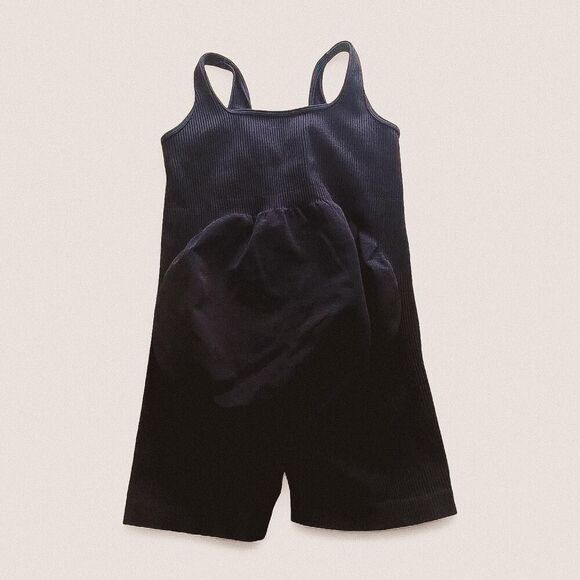 Maternity pregnancy Black Ribbed One-Piece romper – Sleek Athleisure medium - Picture 1 of 6